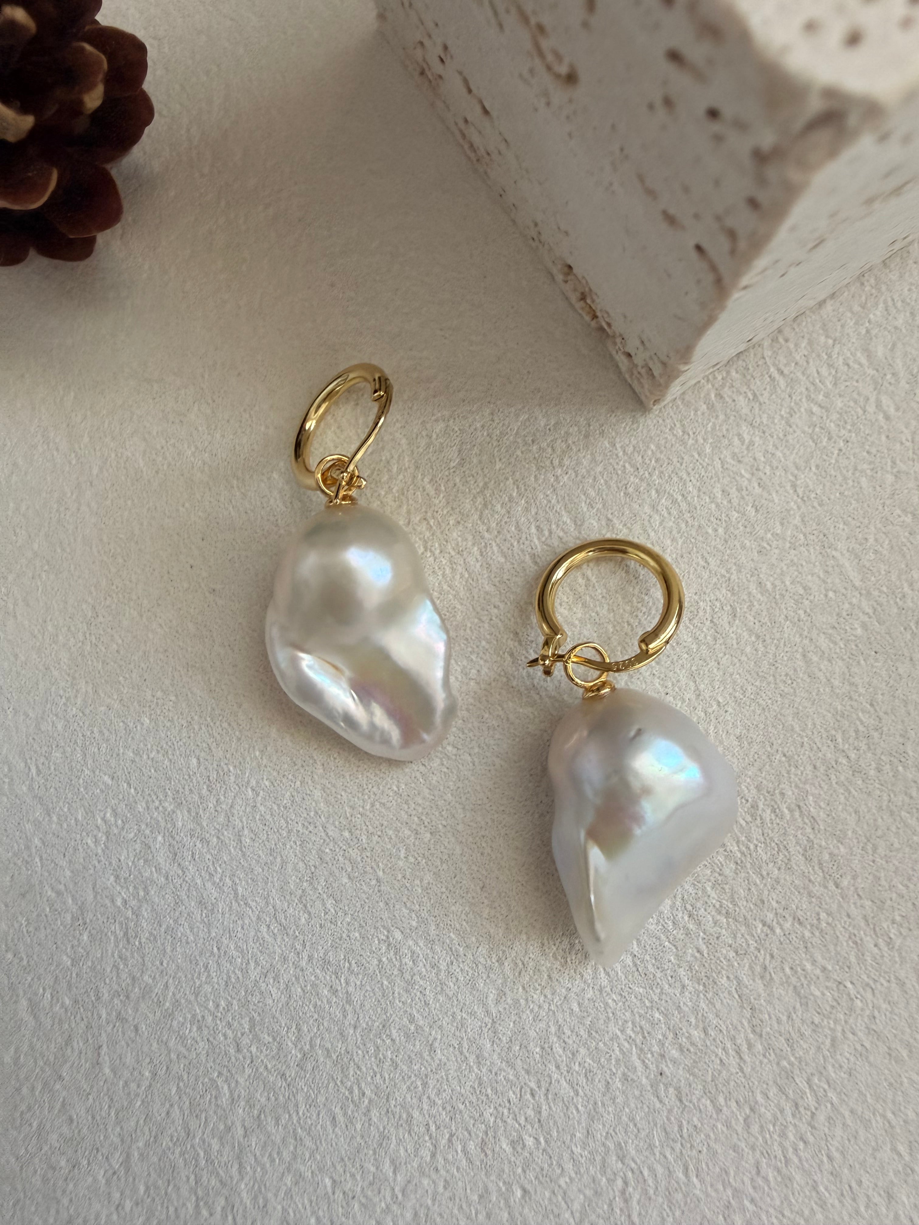 Ethereal Baroque Pearl Hoops