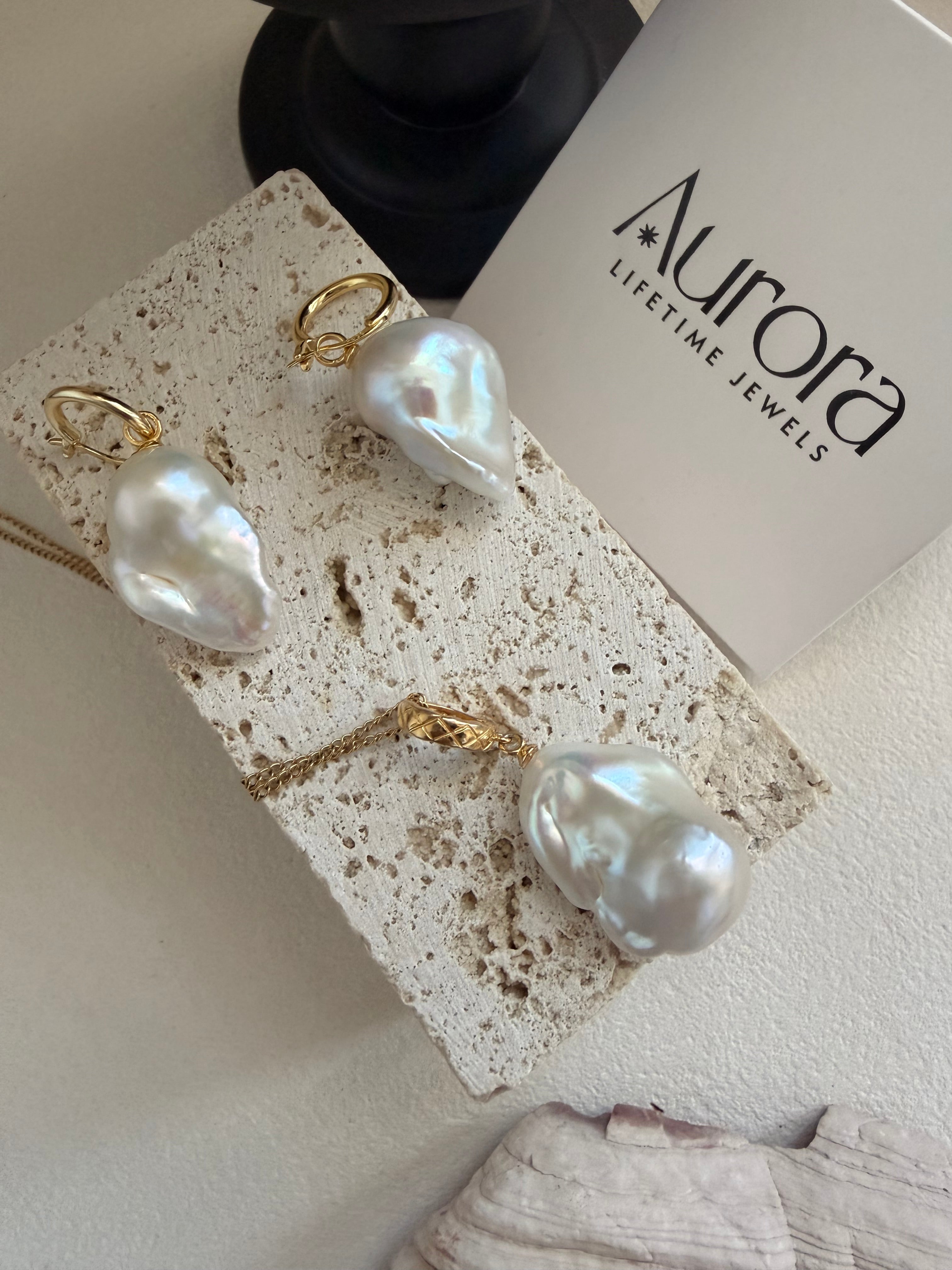 Ethereal Baroque Pearl Hoops