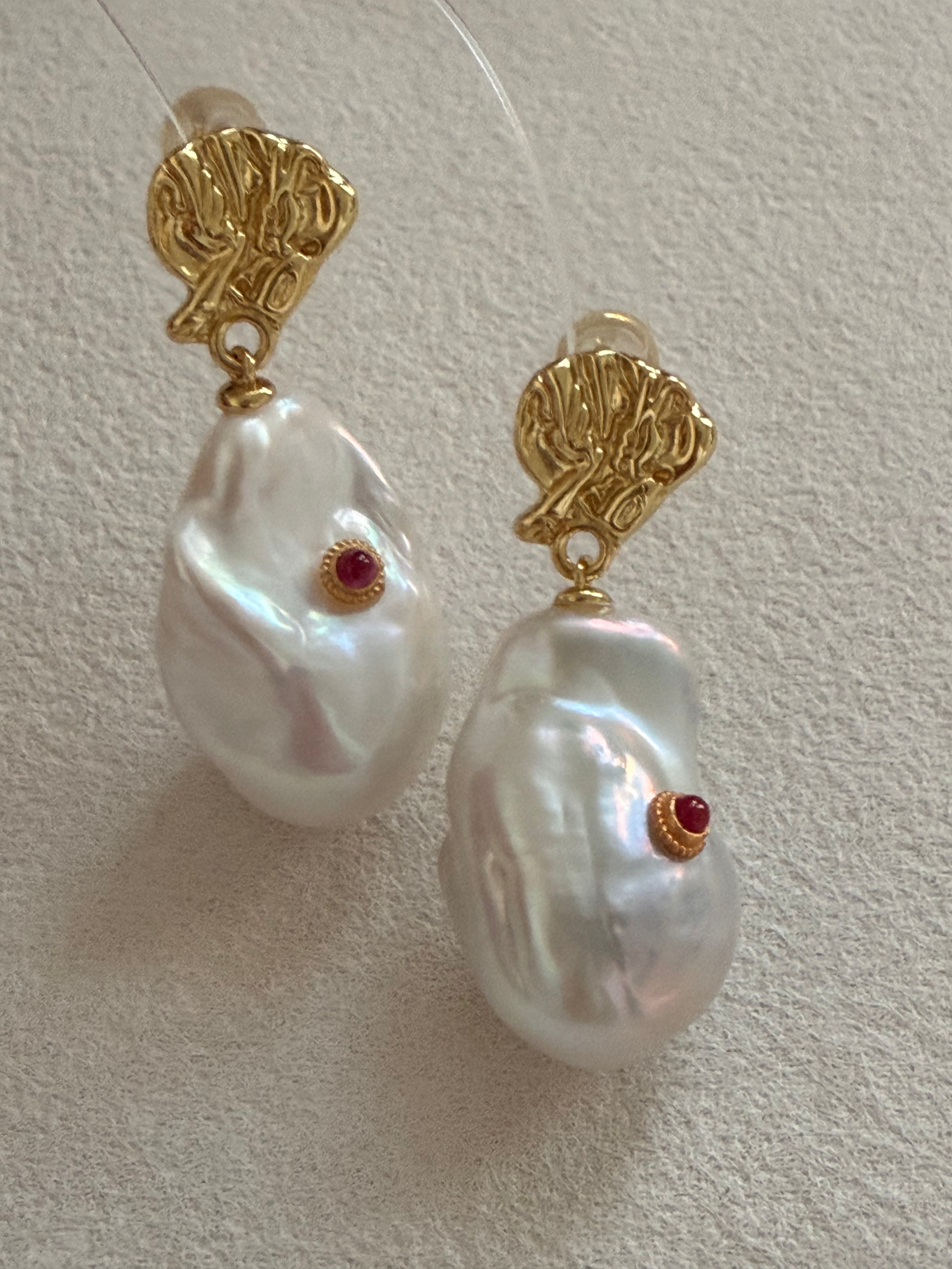Ruby Whisper Baroque Drop Earrings