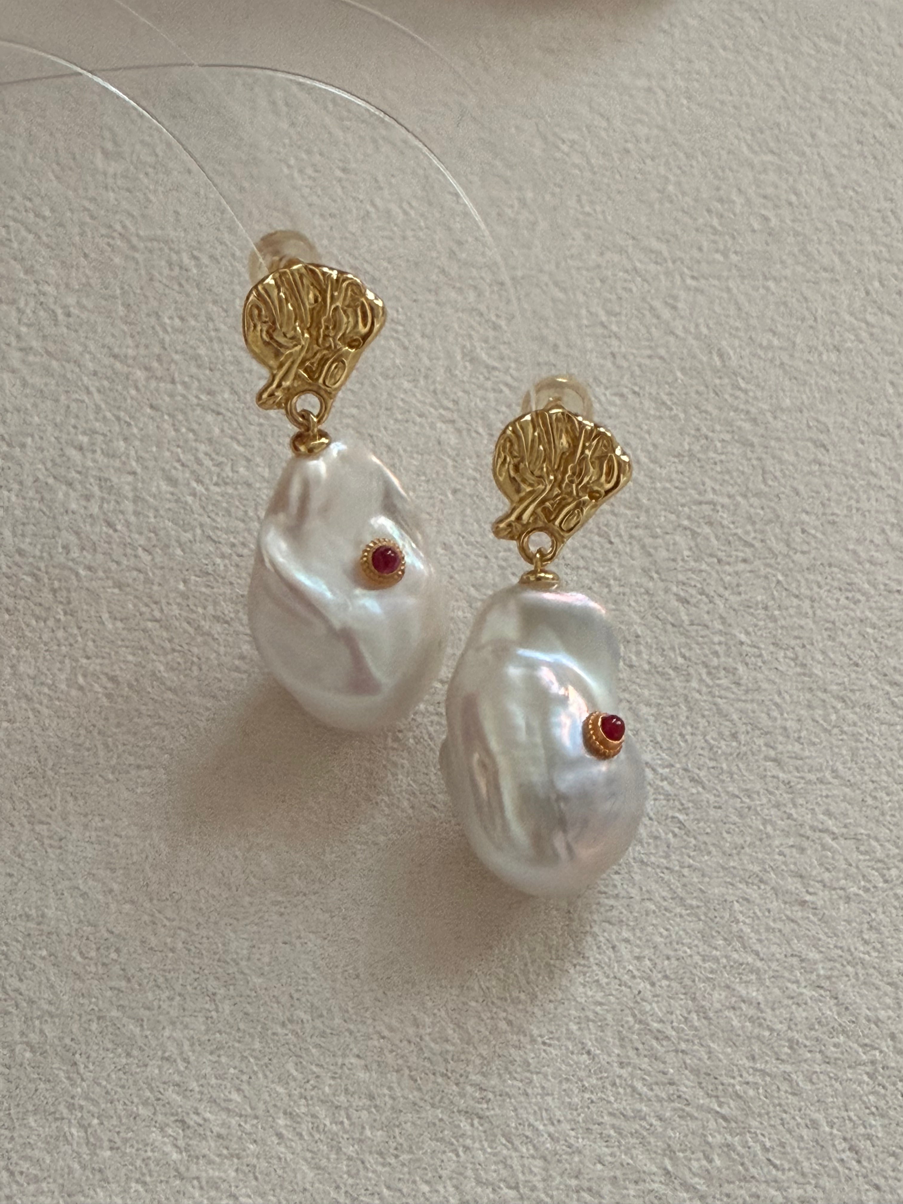 Ruby Whisper Baroque Drop Earrings