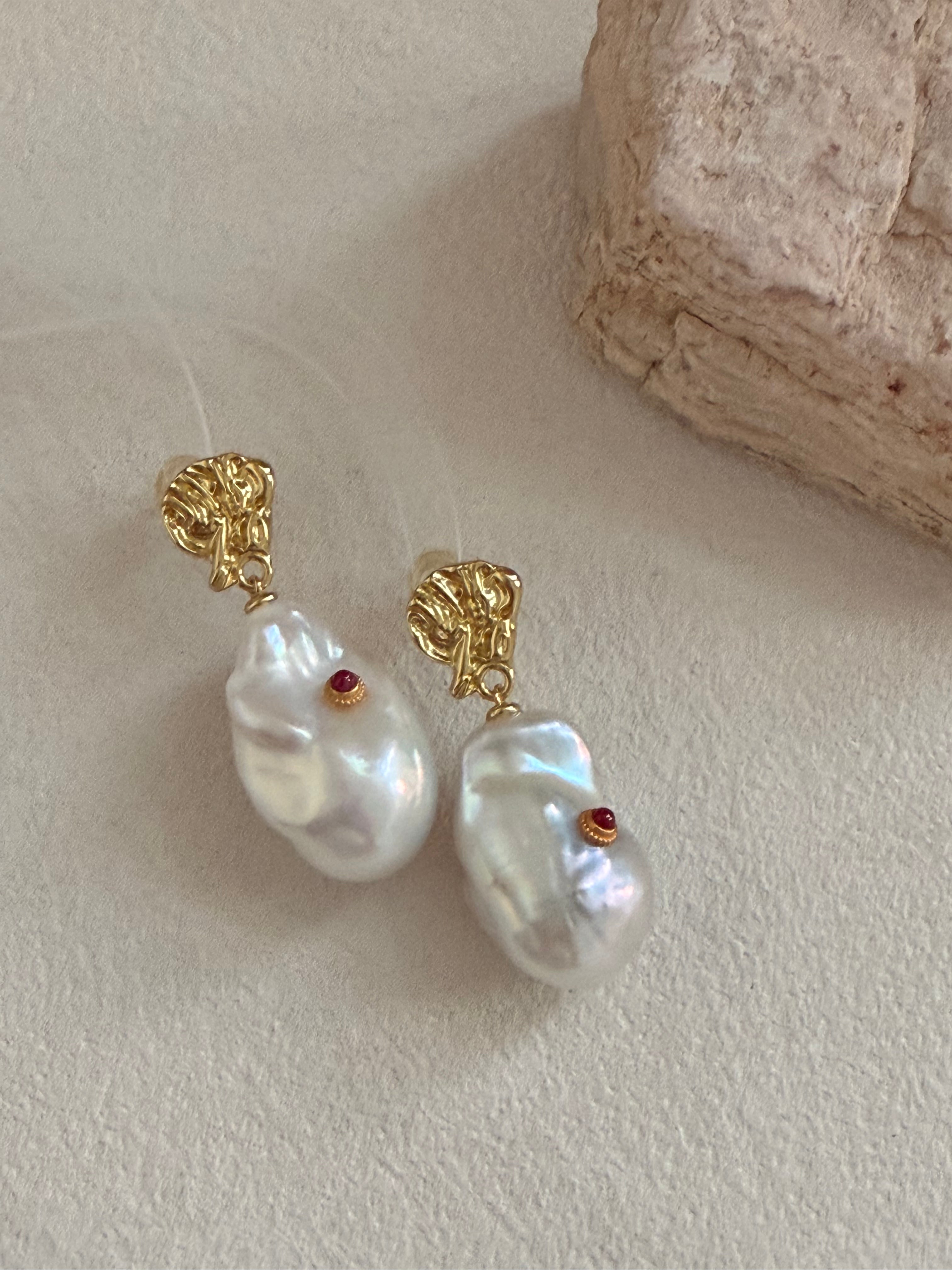 Ruby Whisper Baroque Drop Earrings