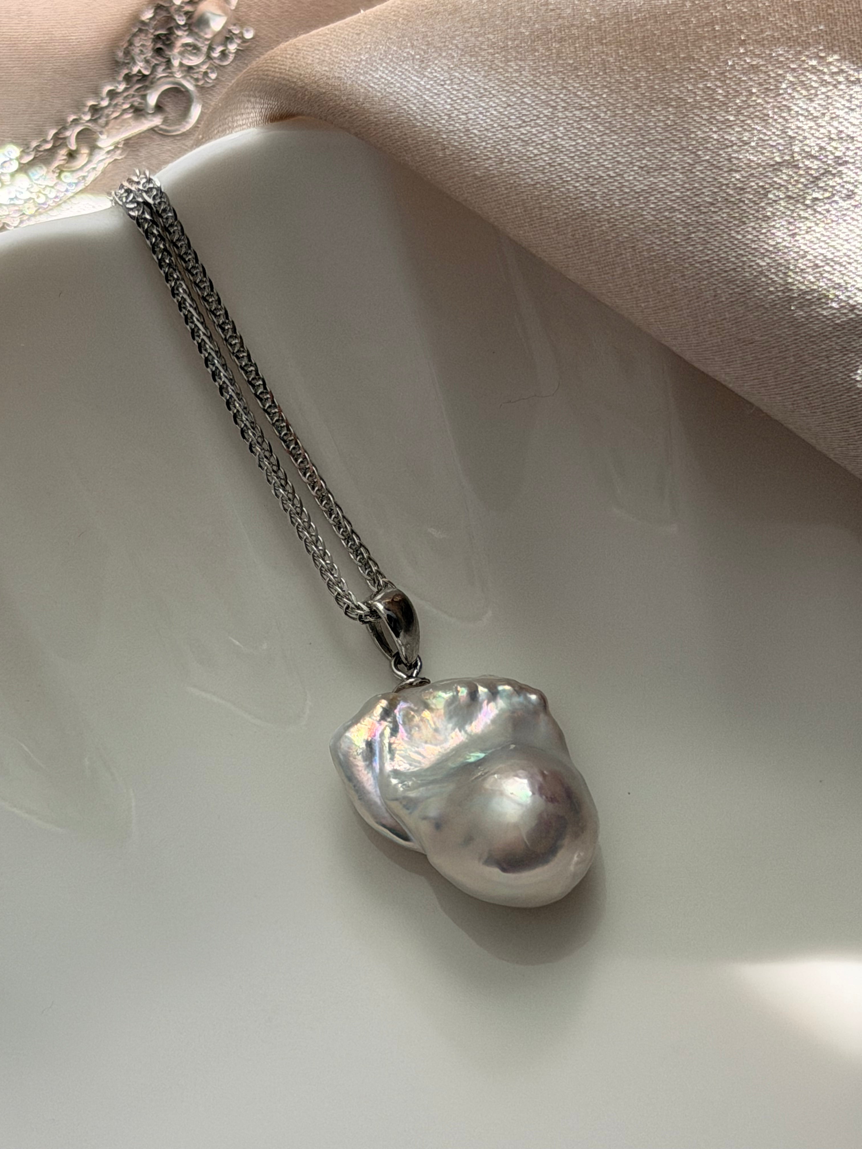Azure Lake Baroque Pearl Pendant
