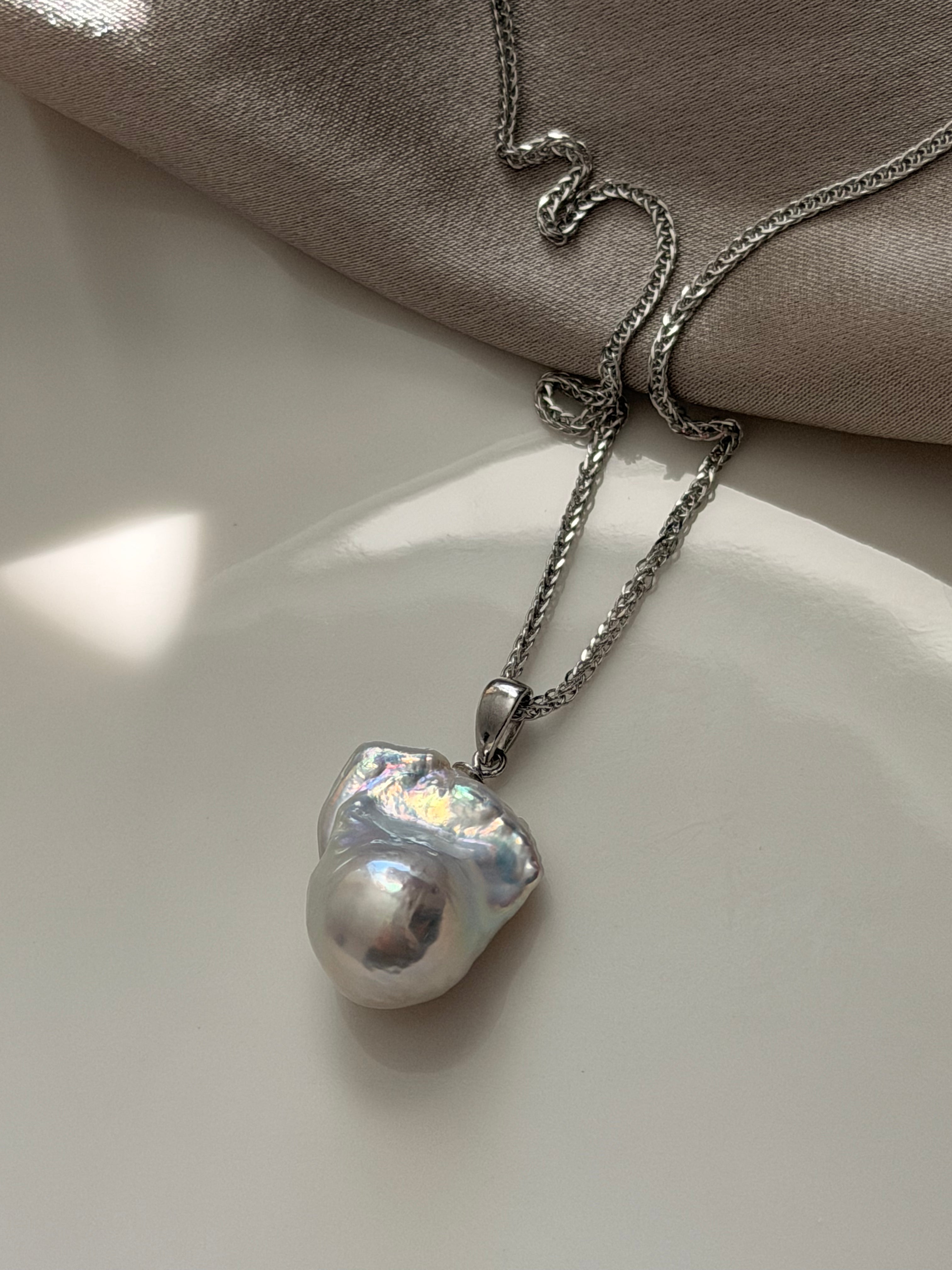 Azure Lake Baroque Pearl Pendant