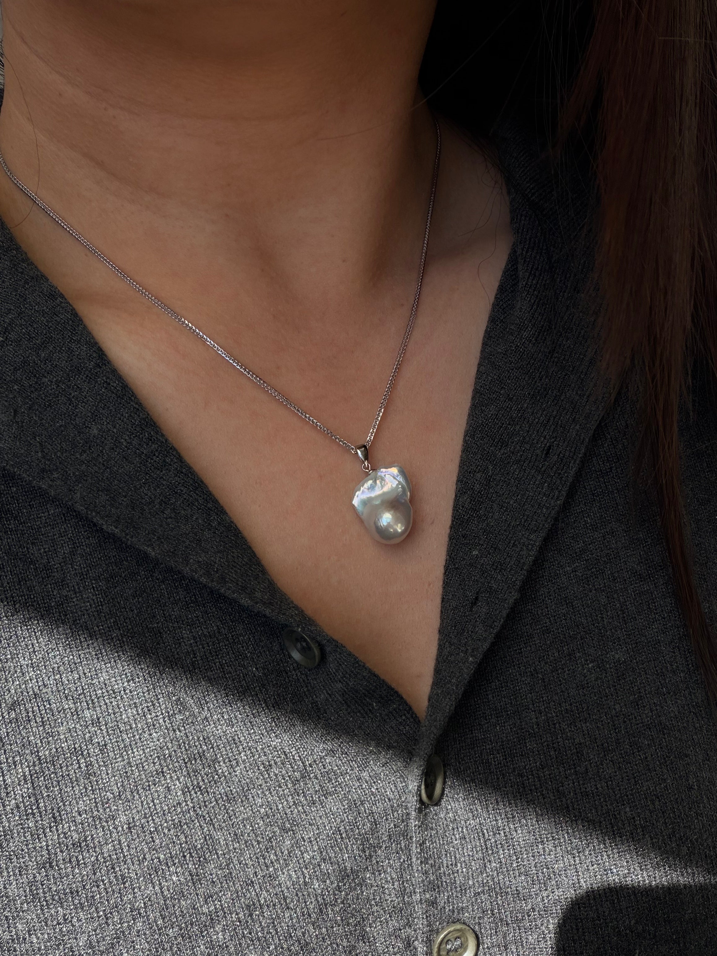 Azure Lake Baroque Pearl Pendant