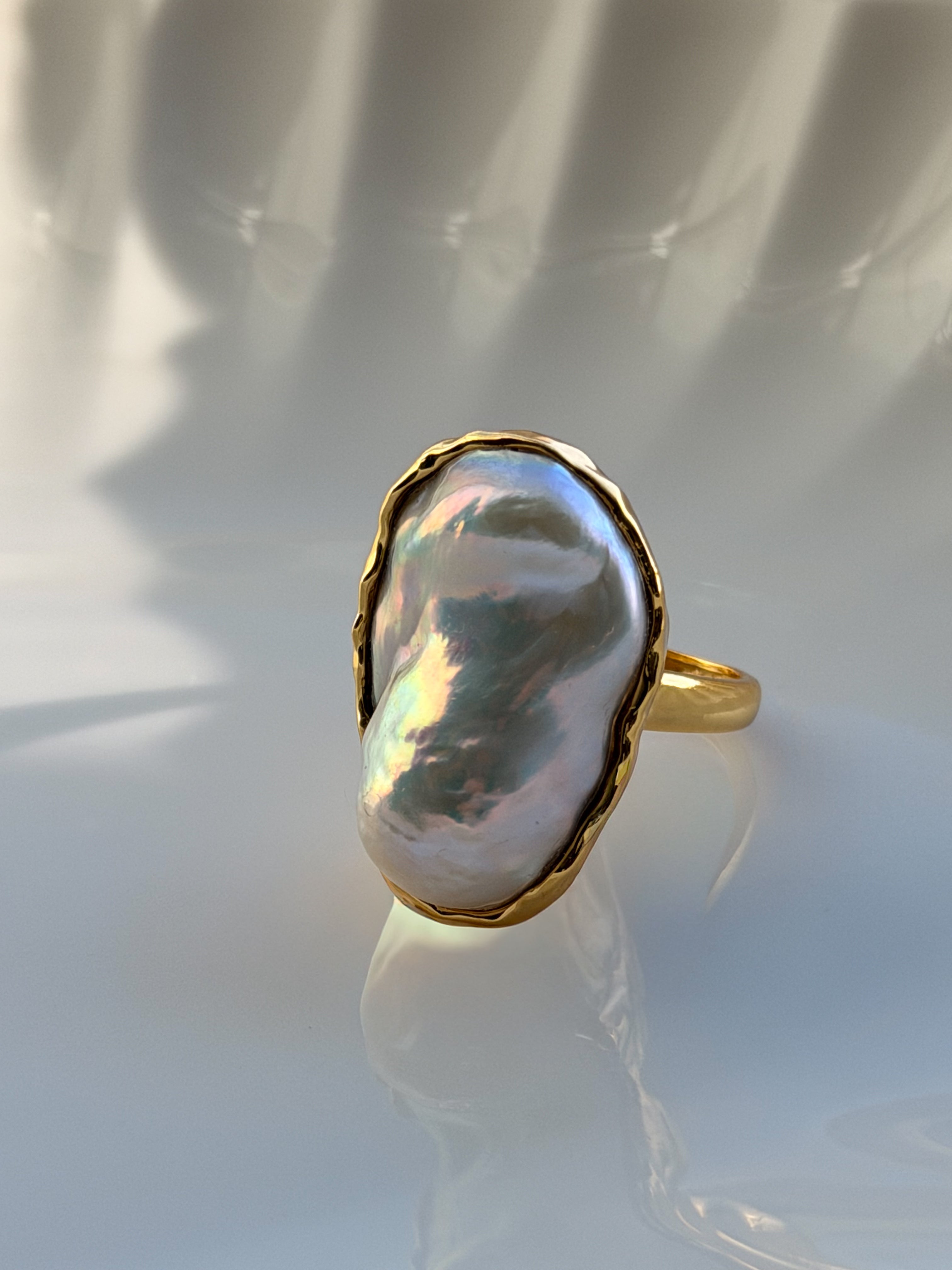 Gilded Drift Baroque Pearl Ring