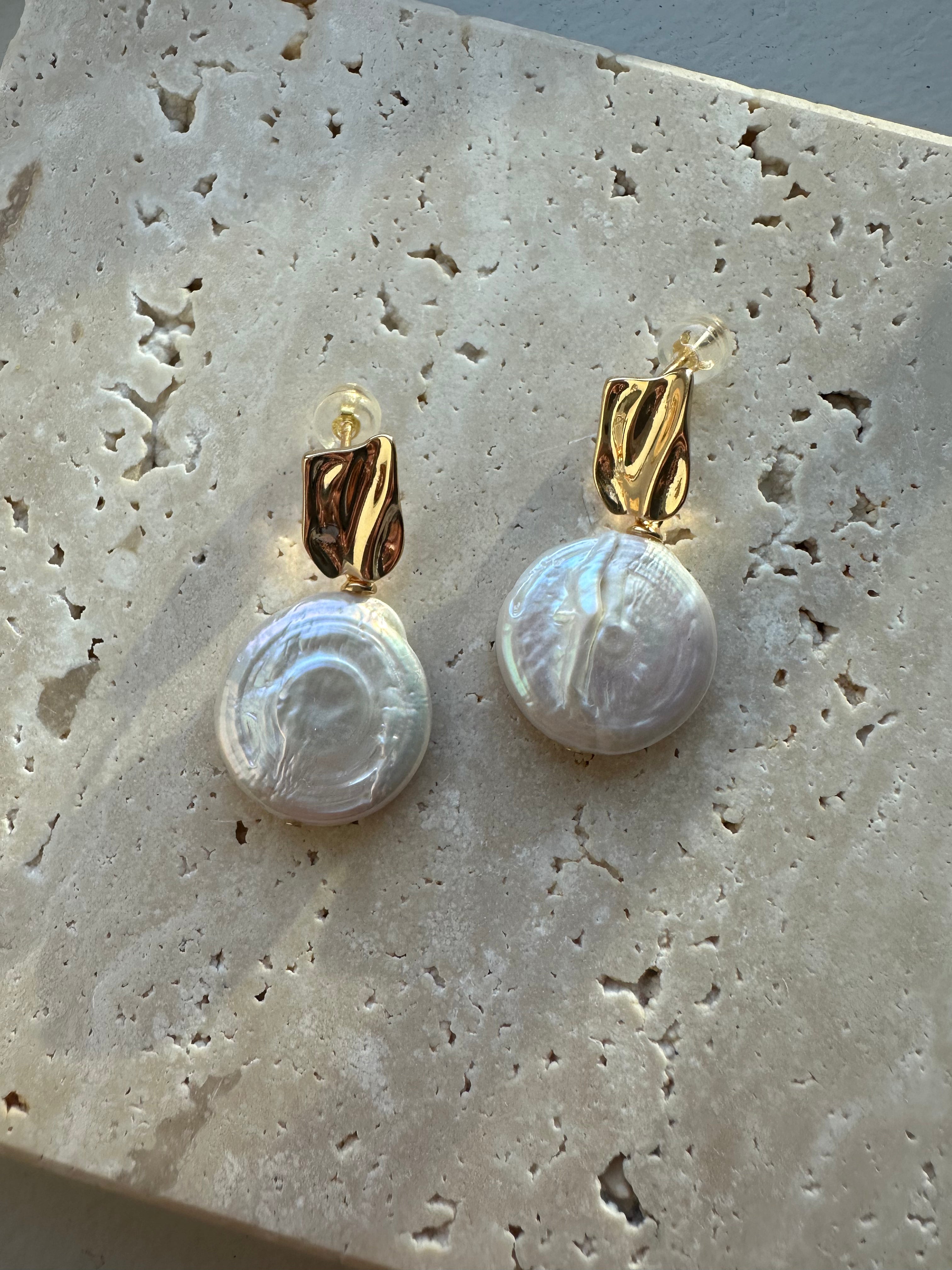 Golden Tide Pearl Earrings