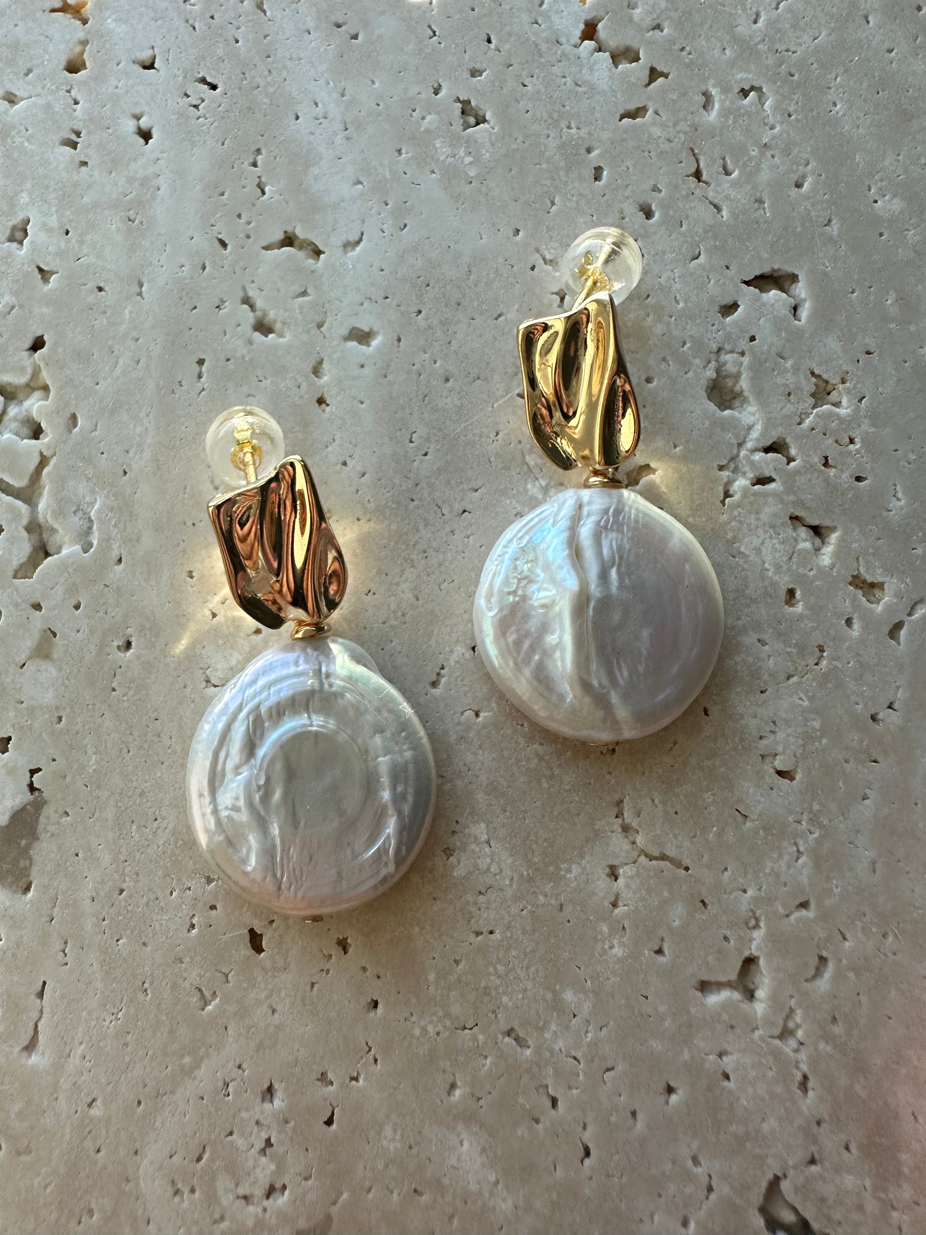 Golden Tide Pearl Earrings