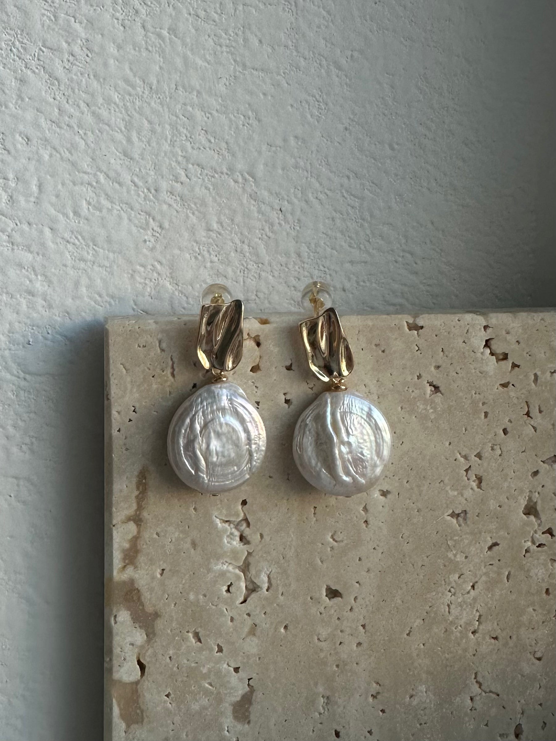 Golden Tide Pearl Earrings