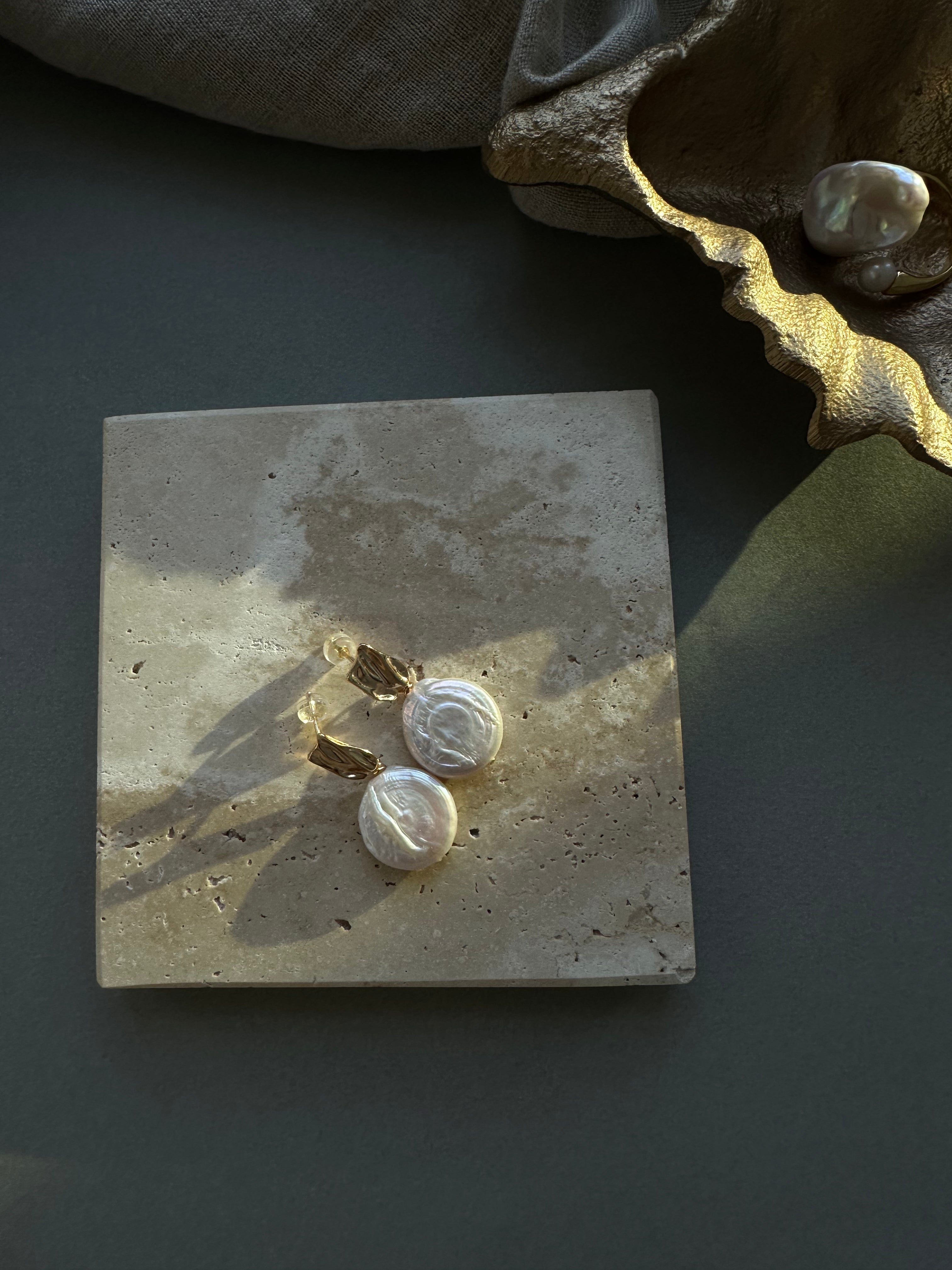 Golden Tide Pearl Earrings