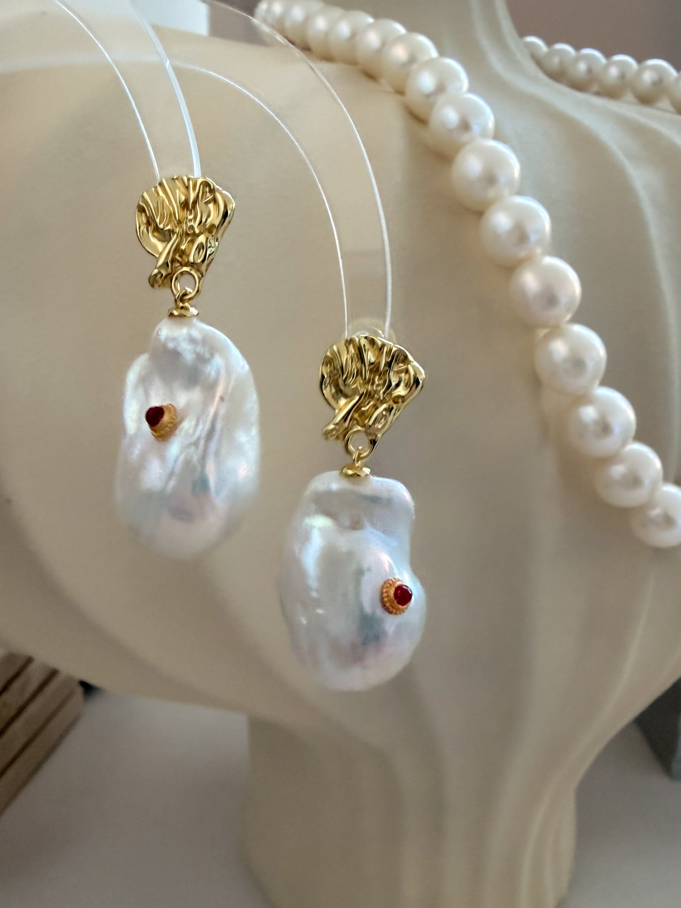 Ruby Whisper Baroque Drop Earrings