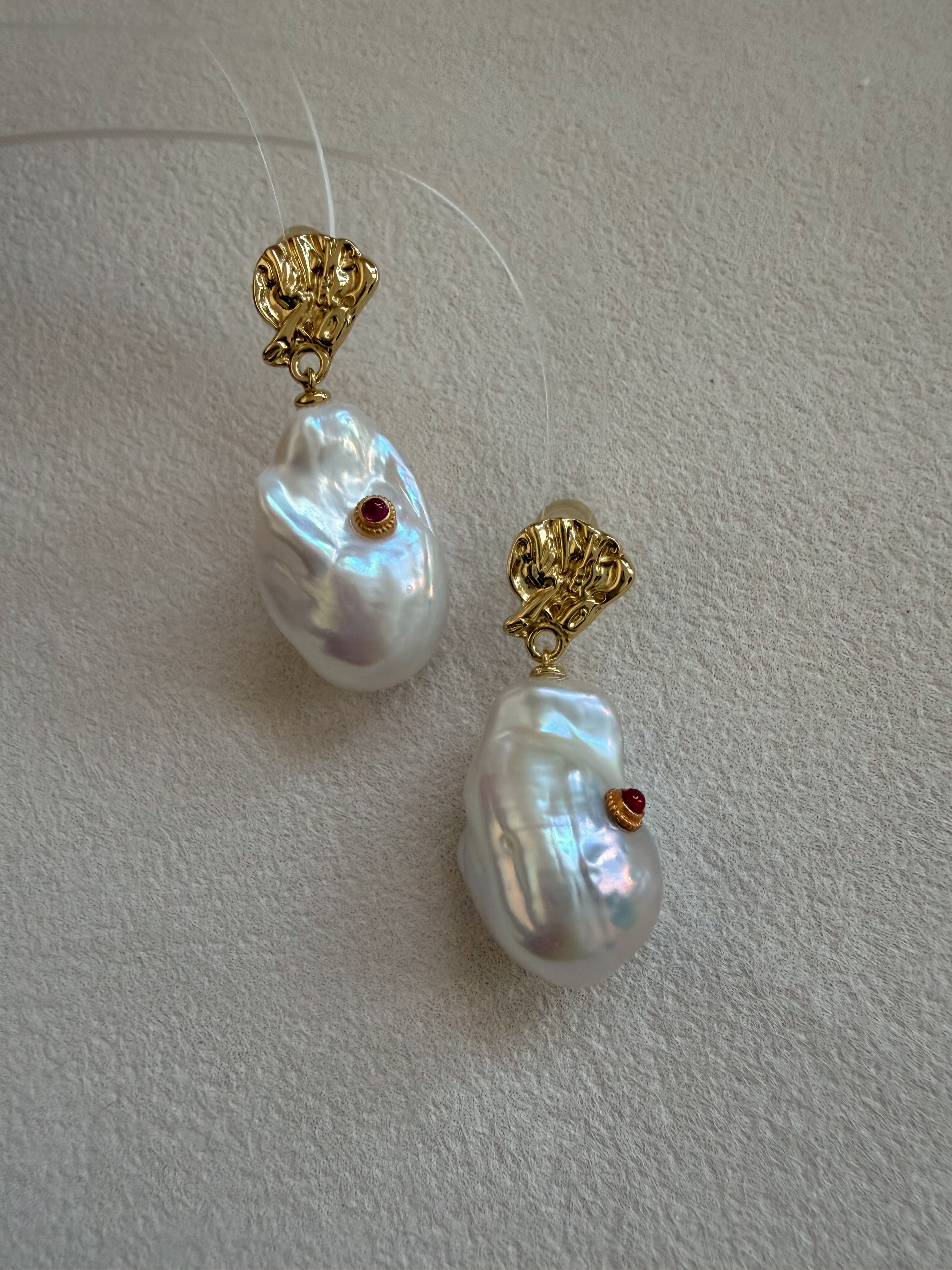 Ruby Whisper Baroque Drop Earrings