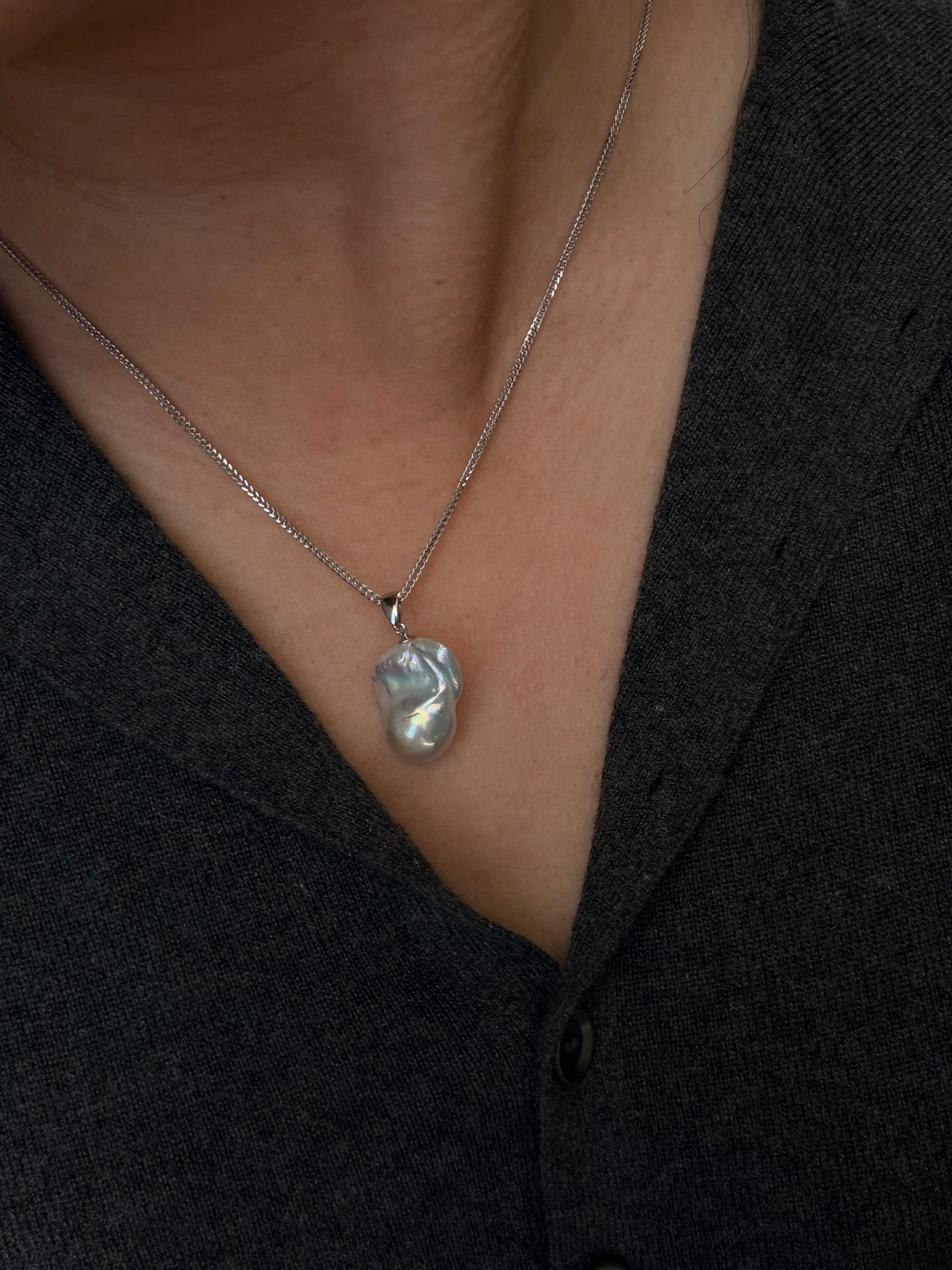 Azure Lake Baroque Pearl Pendant