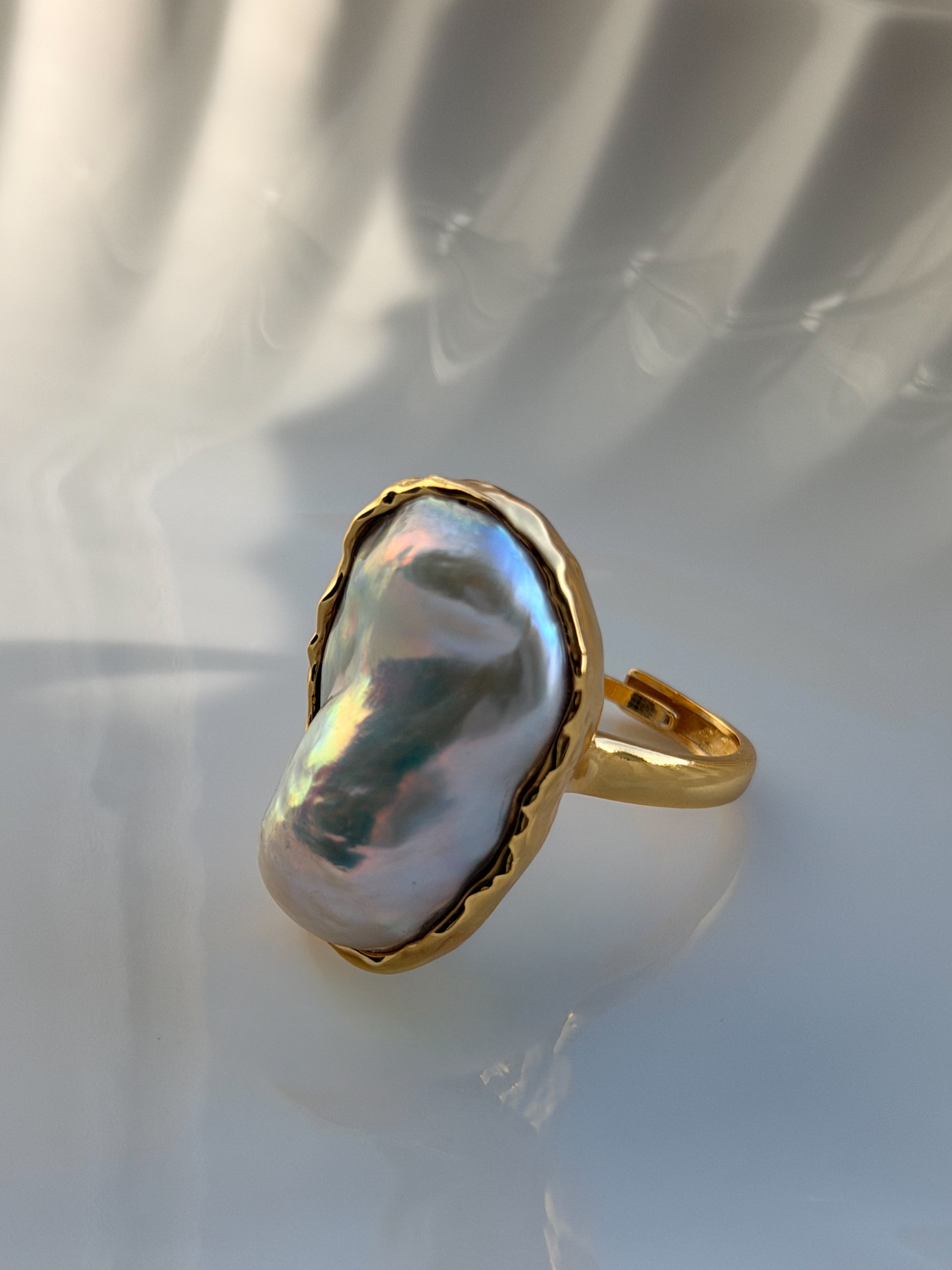 Gilded Drift Baroque Pearl Ring