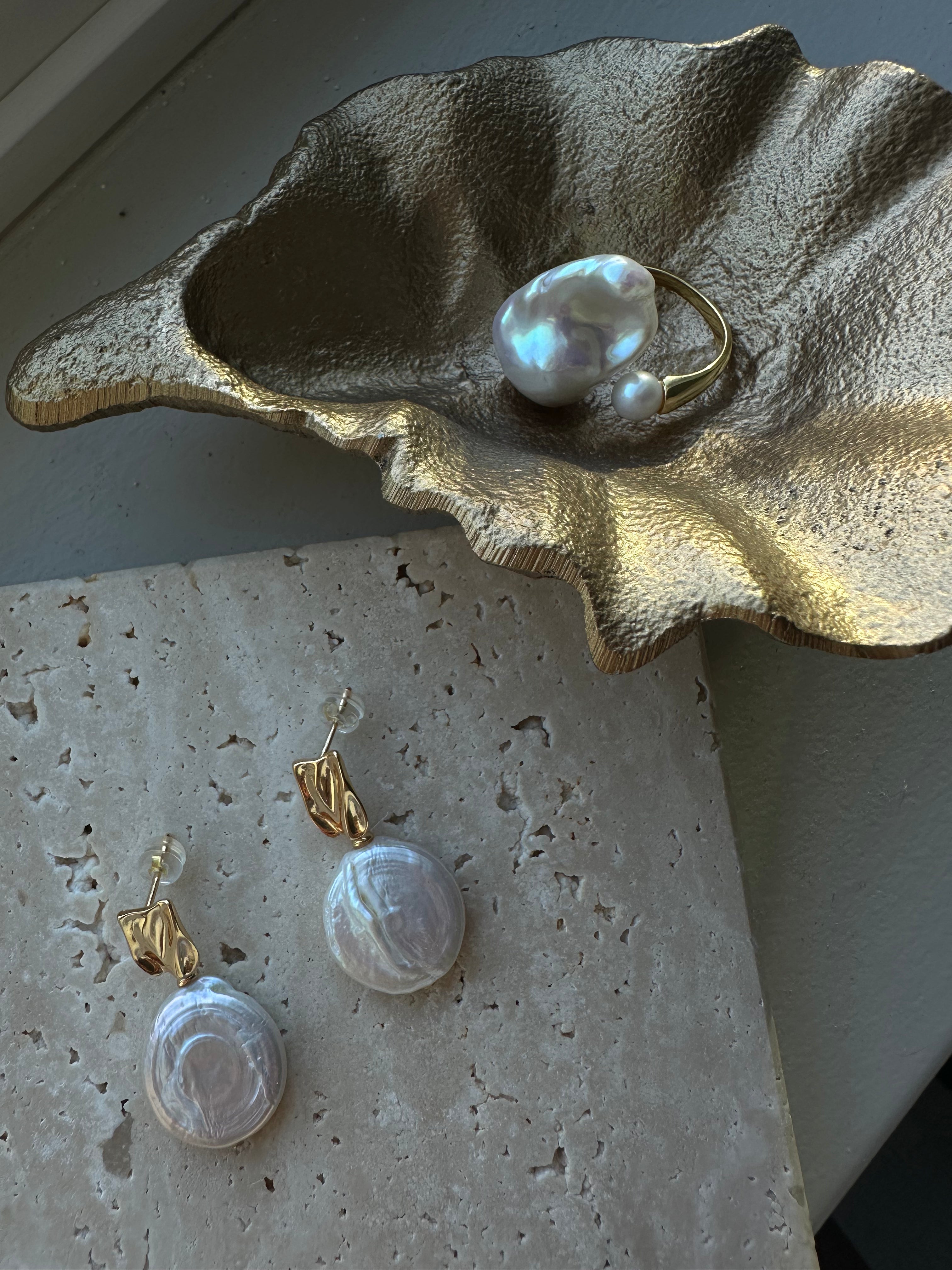 Golden Tide Pearl Earrings