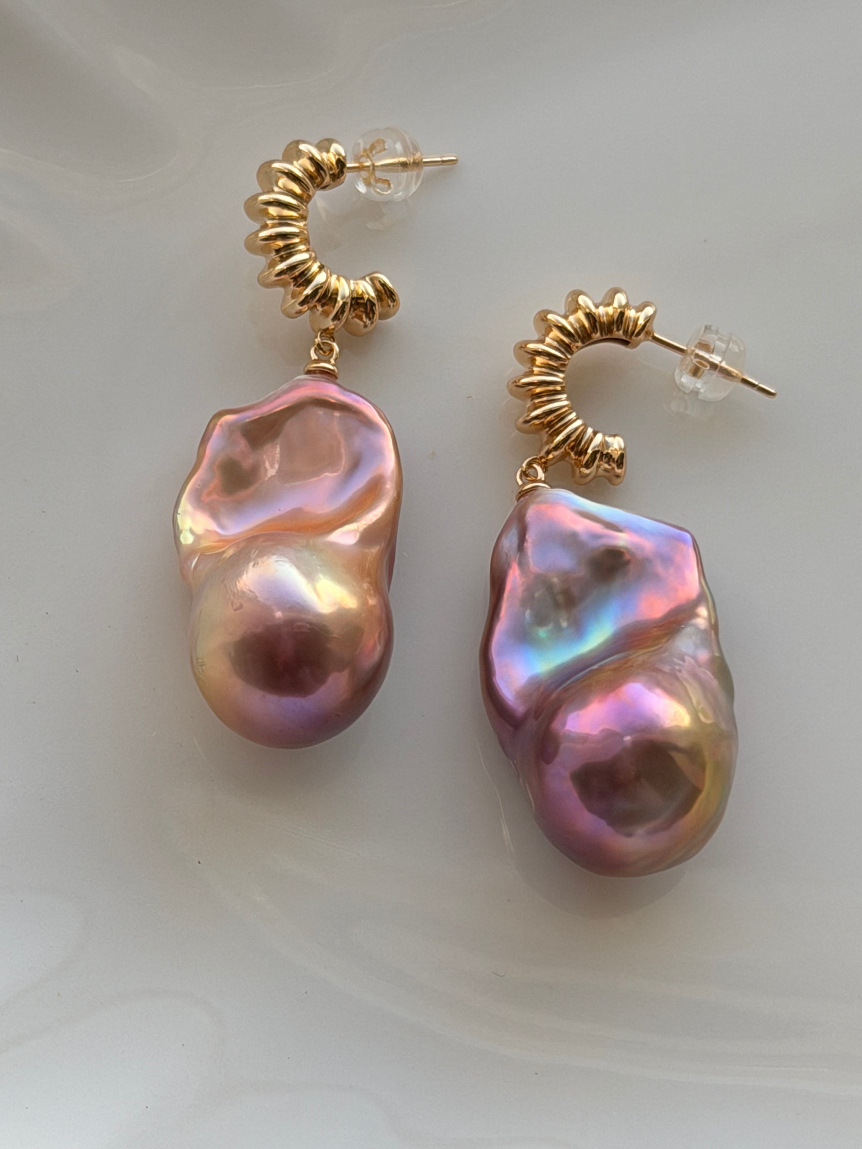 Violet Current Baroque Pearl Earrings