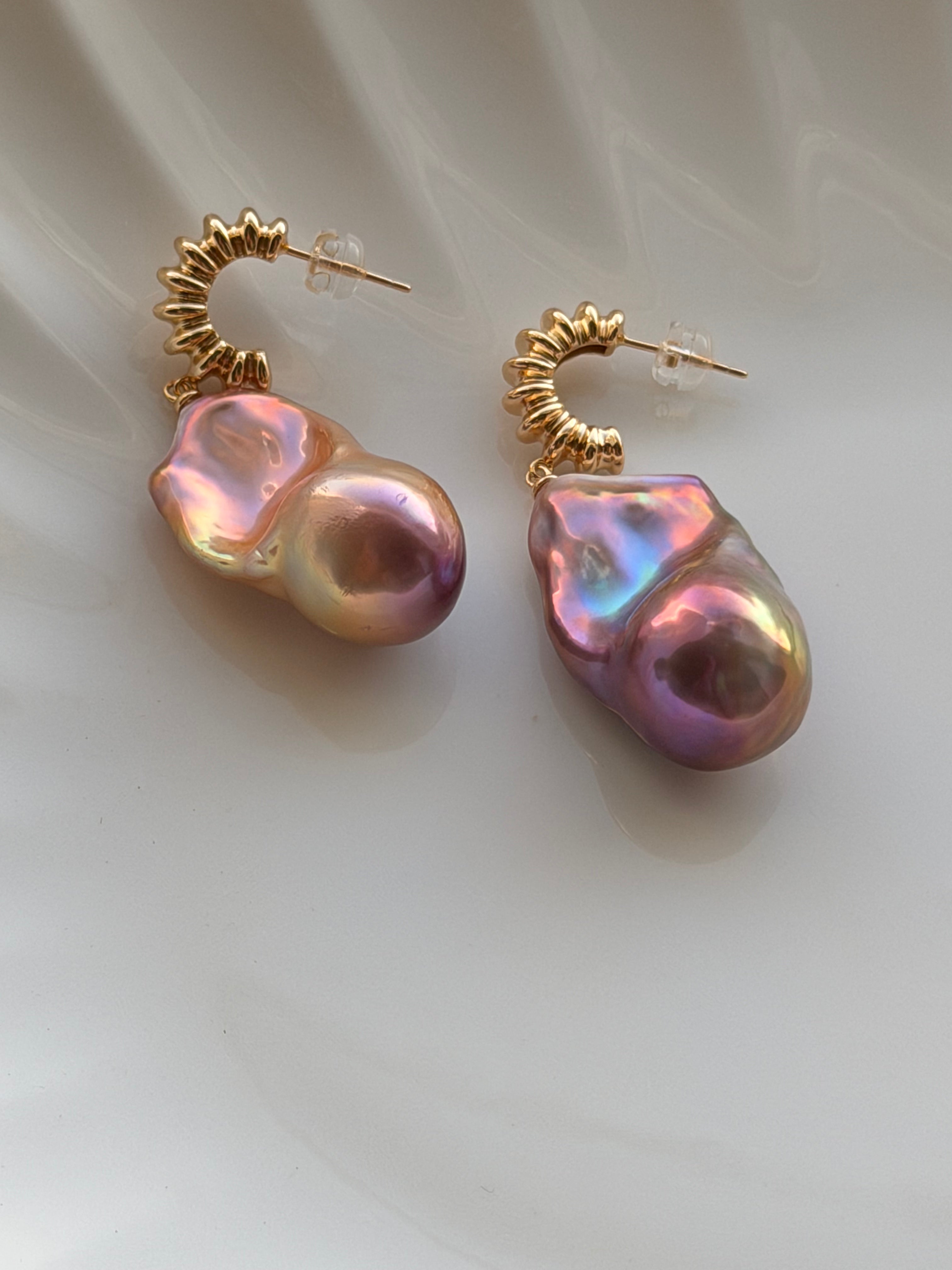 Violet Current Baroque Pearl Earrings