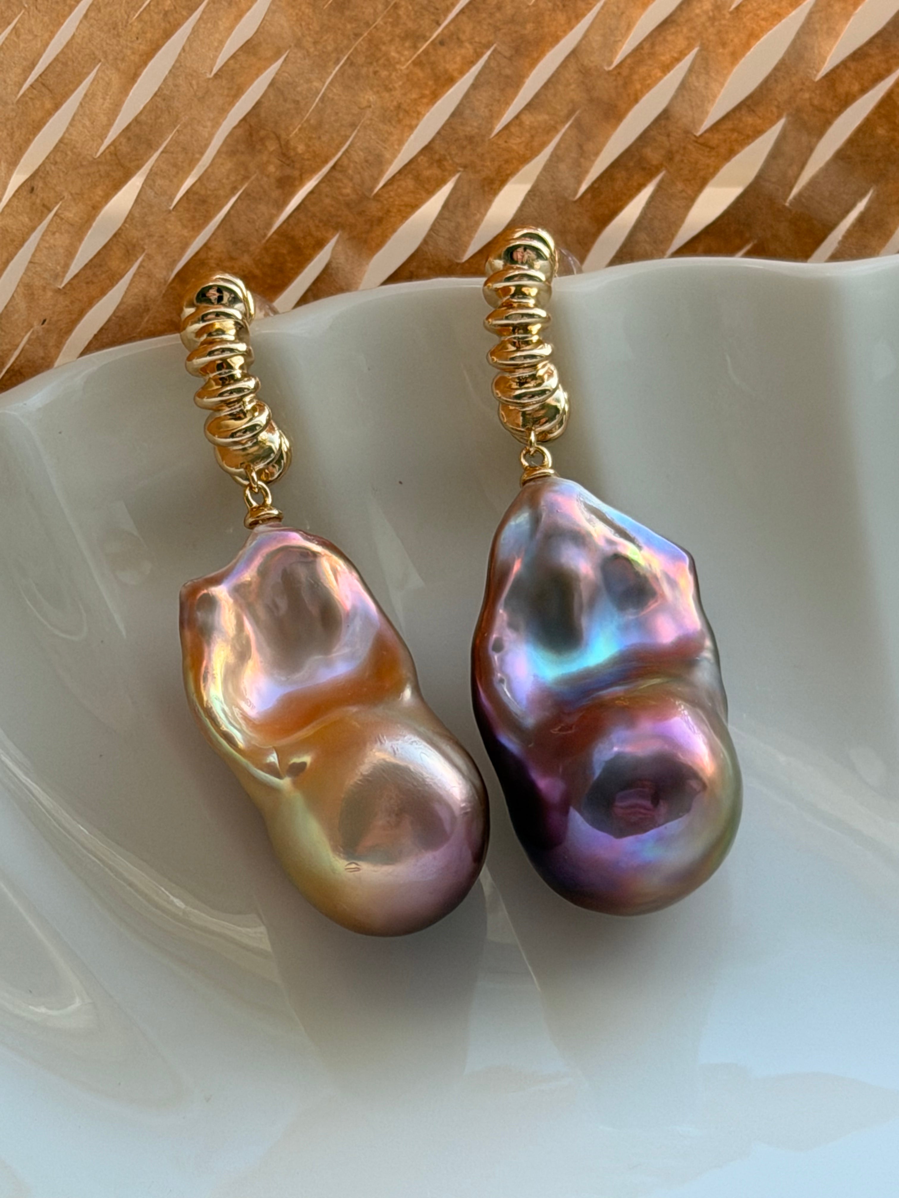 Violet Current Baroque Pearl Earrings