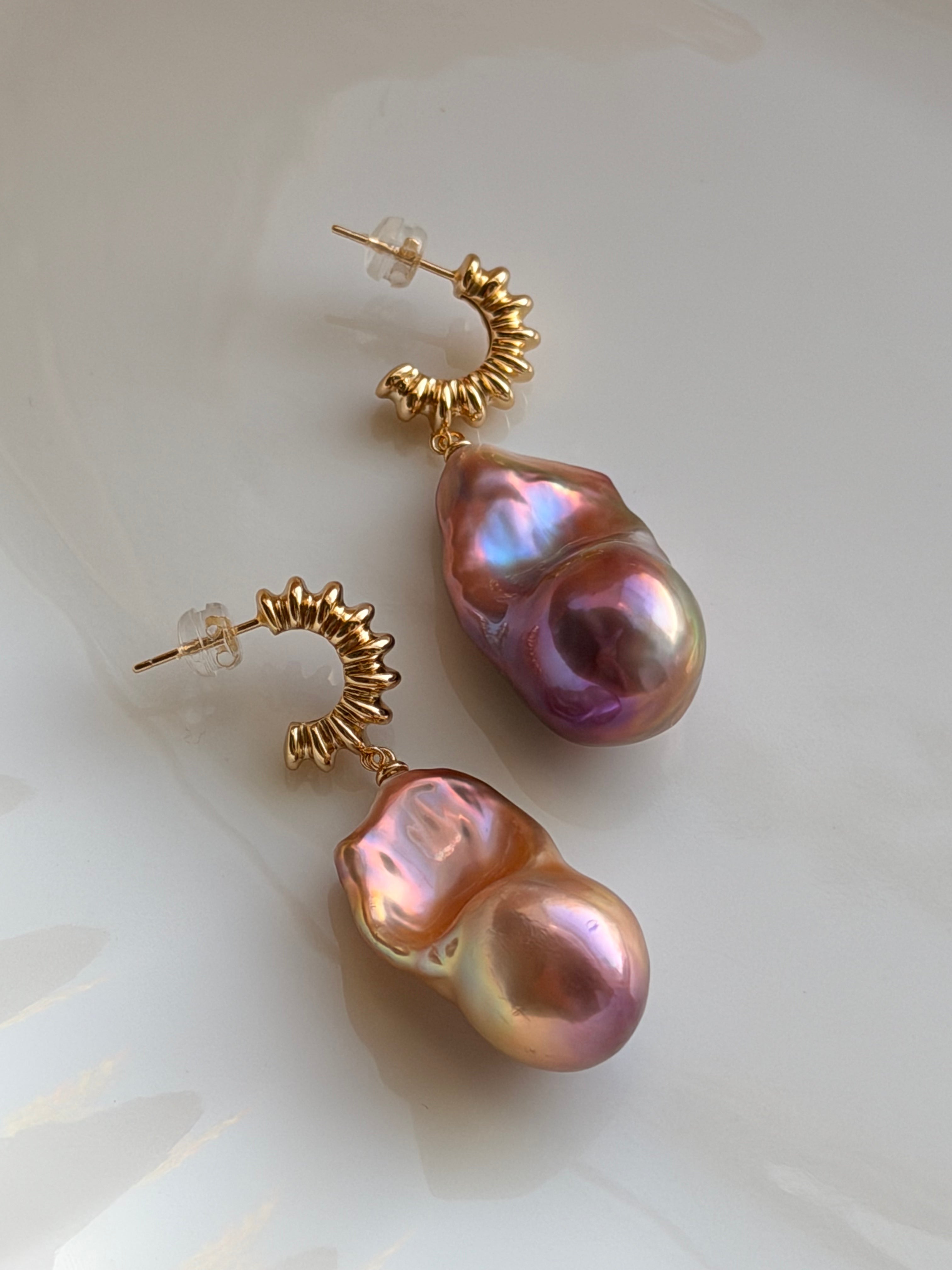 Violet Current Baroque Pearl Earrings