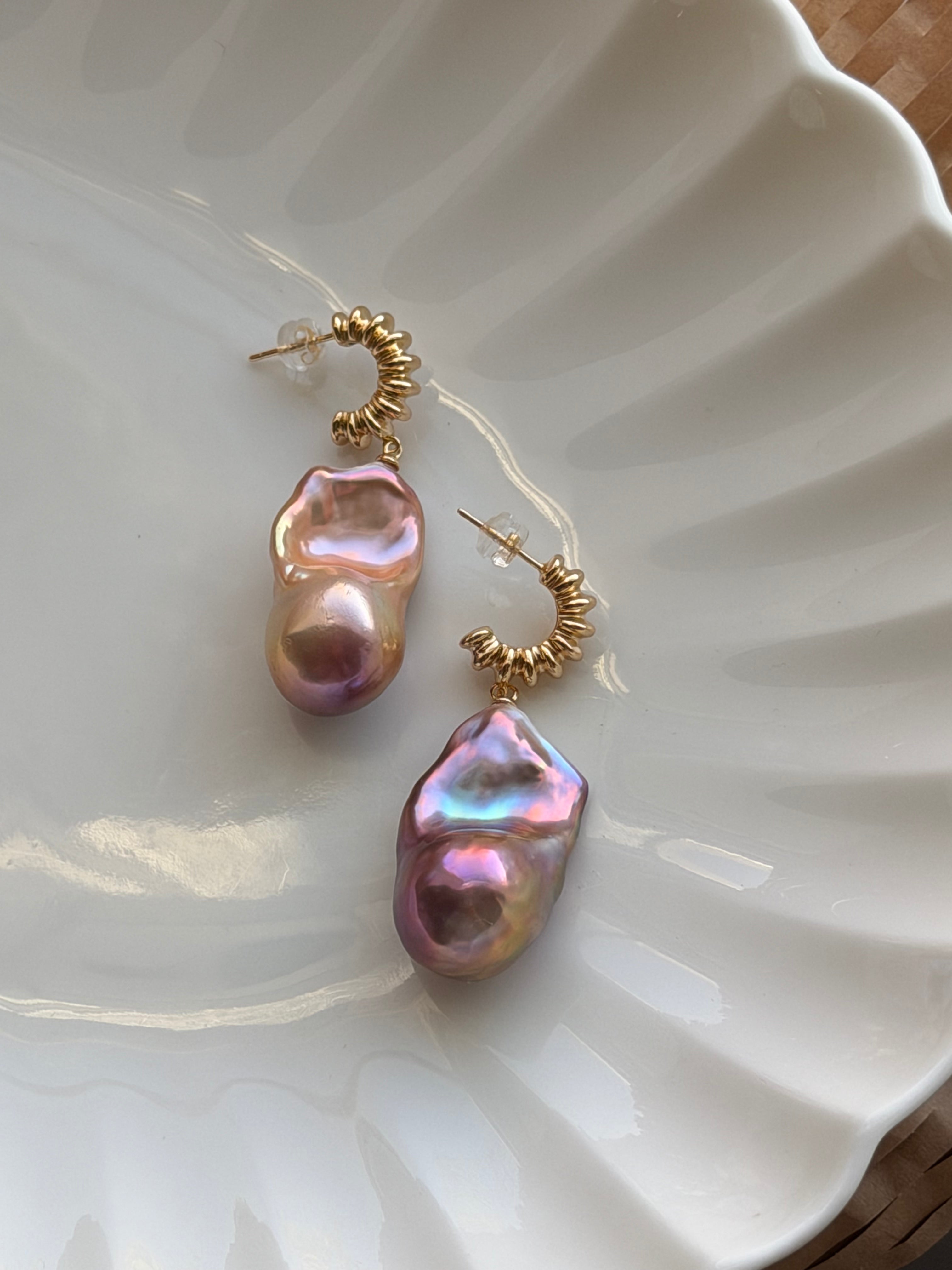 Violet Current Baroque Pearl Earrings