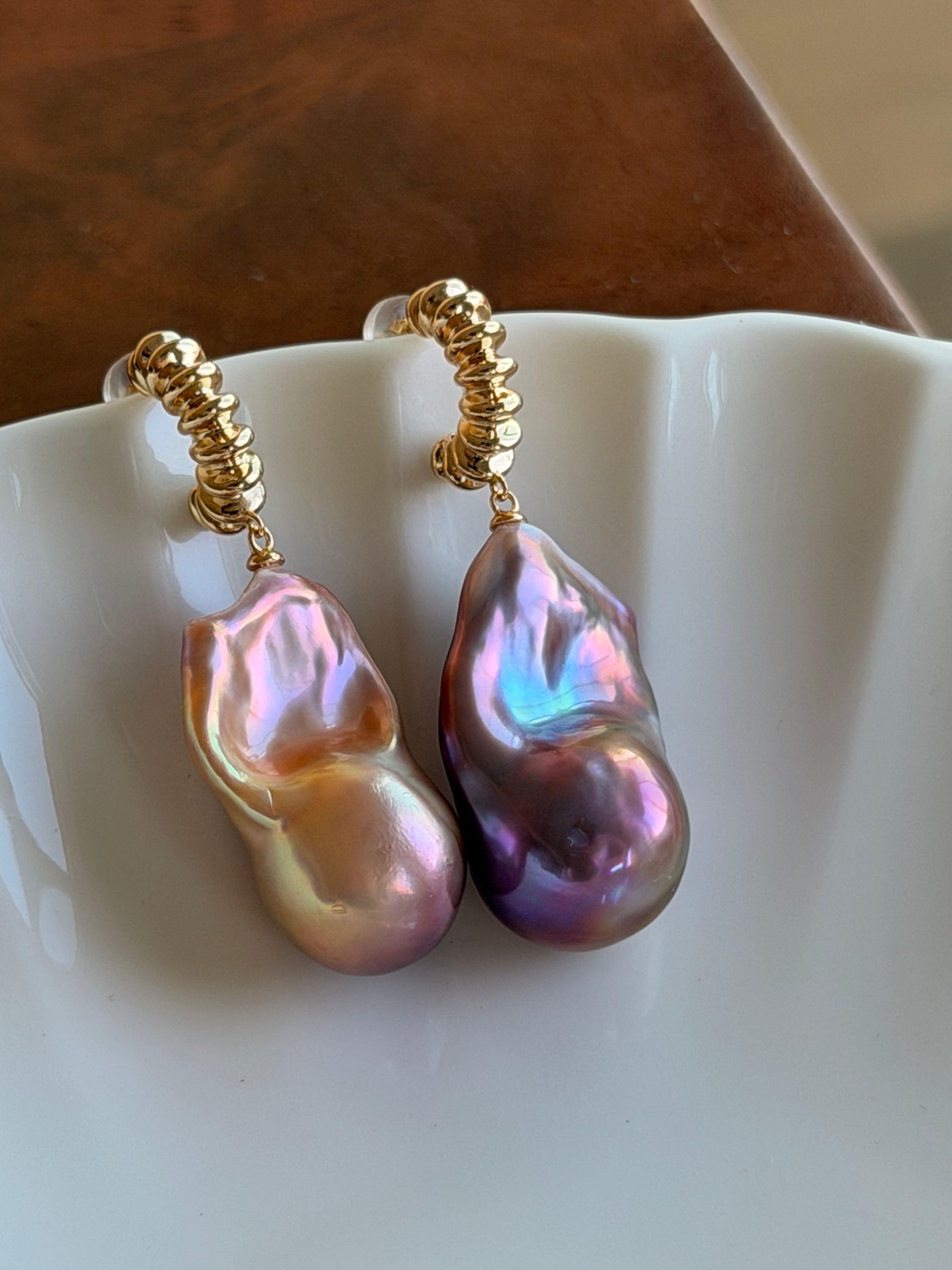 Violet Current Baroque Pearl Earrings